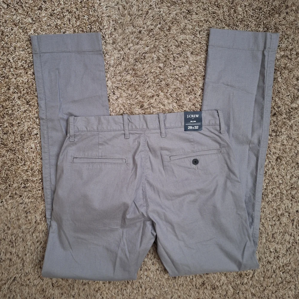 NWT J.Crew Flex Slim Grey Microcheck Chino Trouser Pants 29x32